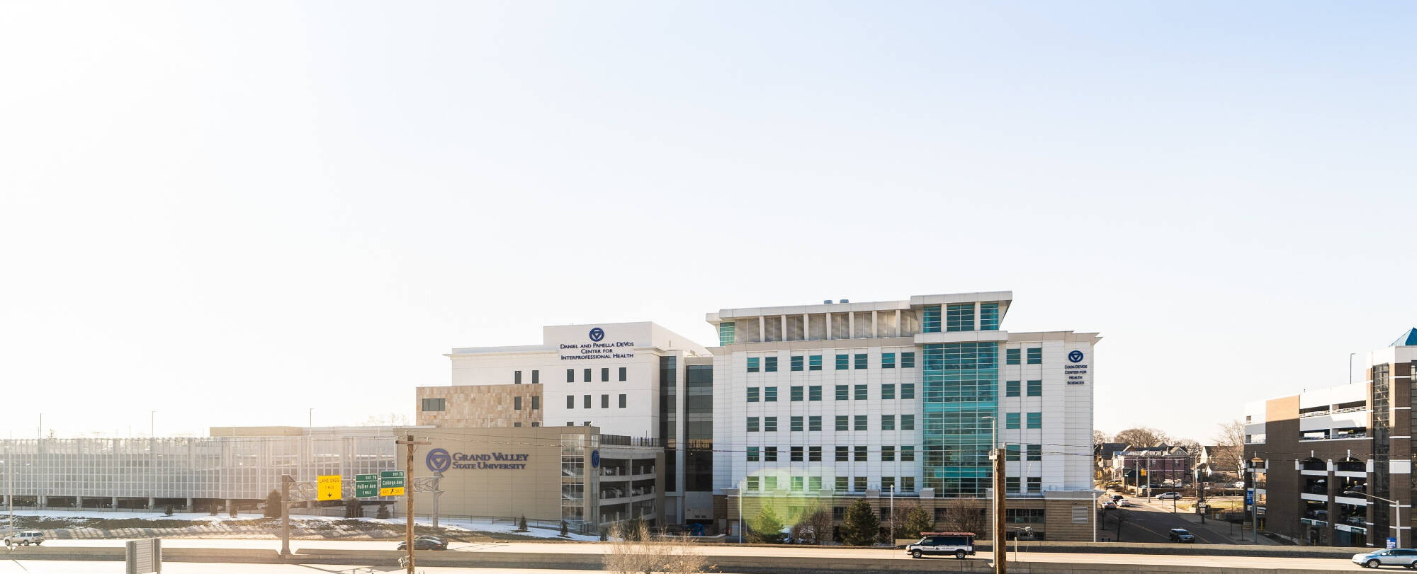 Health campus building from across the street